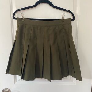 Olive Green Pleated Skirt